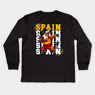 Dabbing Bull - Spain Football Fan Tee Design Kids Long Sleeve T-Shirt